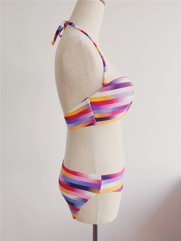 Rainbow Stripe Twist Halter Bikini suppliers