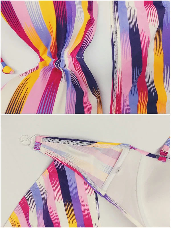 Rainbow Stripe Twist Halter Bikini best