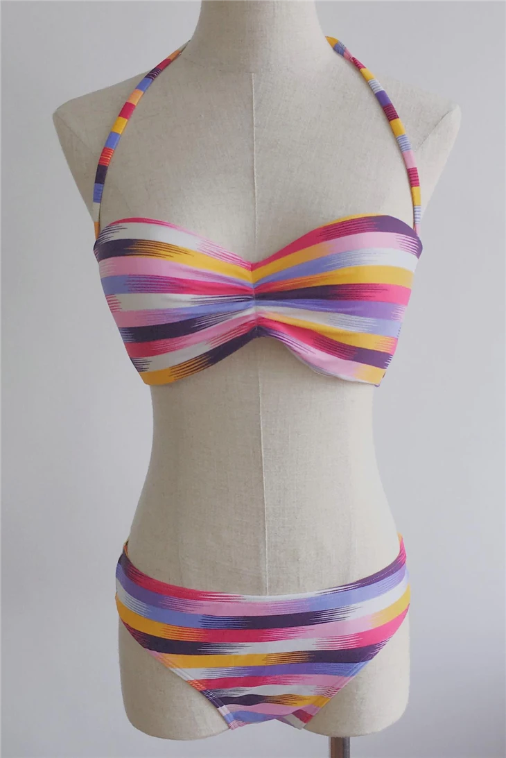 Bikiny Rainbow Stripe Twist Halter